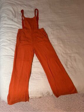 Ace & Jig Striped Orange Wide-Leg Overalls